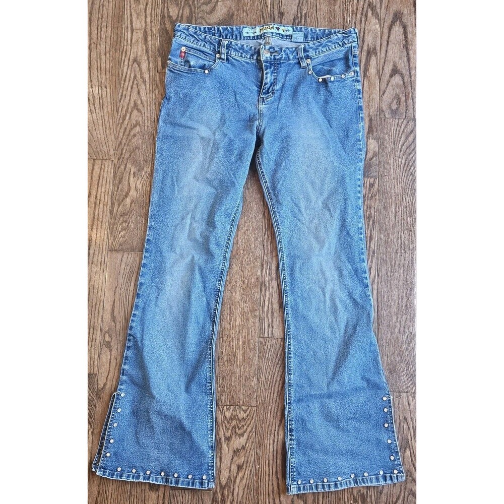 Y2K Mudd Flare Jeans Studded Bedazzled Medium Wash Size 13